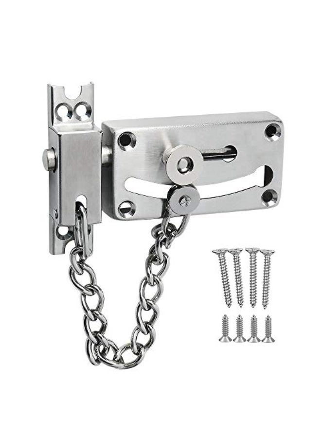 Stainless Steel Slide Bolt Door Chain Lock Latch Door Security Chain Door Lock with Anti Theft Chain - Image 1