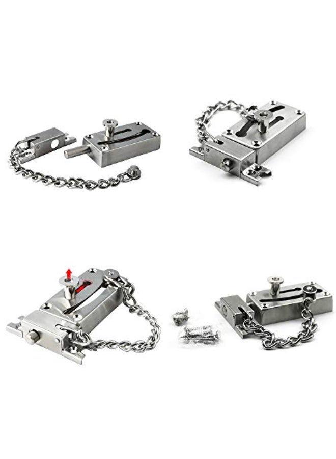 Stainless Steel Slide Bolt Door Chain Lock Latch Door Security Chain Door Lock with Anti Theft Chain - Image 3