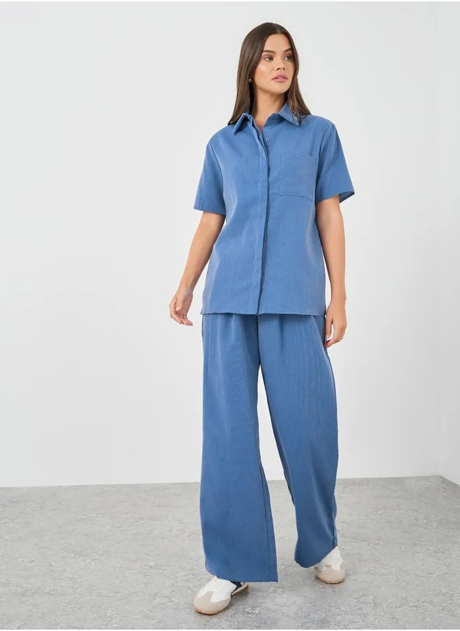 Styli Styli Spread Collar Short Sleeve Shirt and Pants Co-Ords