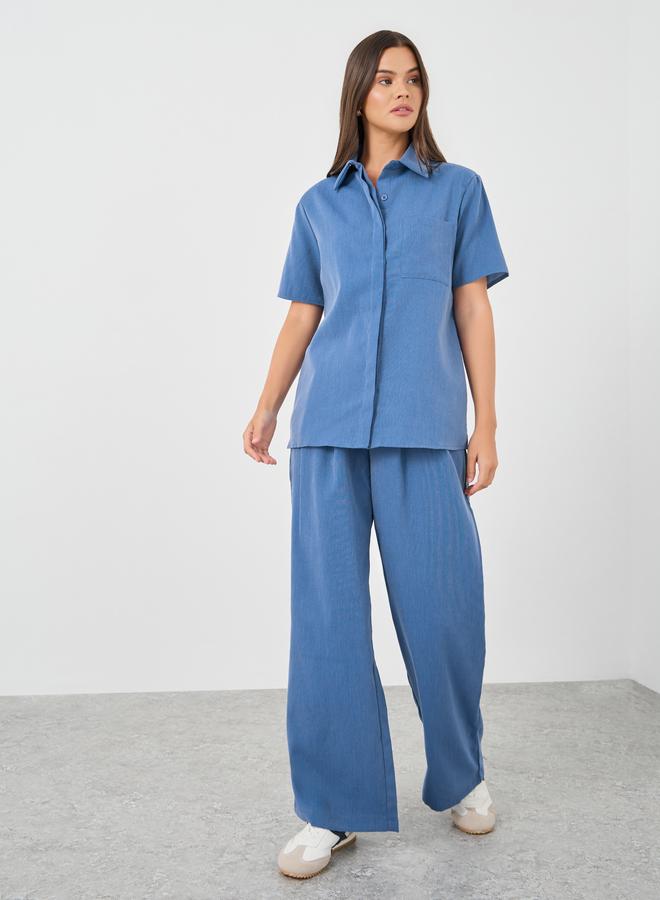 Styli Styli Spread Collar Short Sleeve Shirt and Pants Co-Ords  - Image 2