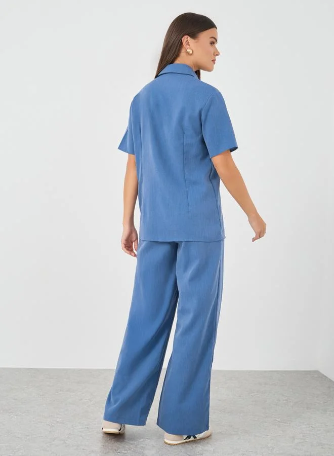 Styli Styli Spread Collar Short Sleeve Shirt and Pants Co-Ords