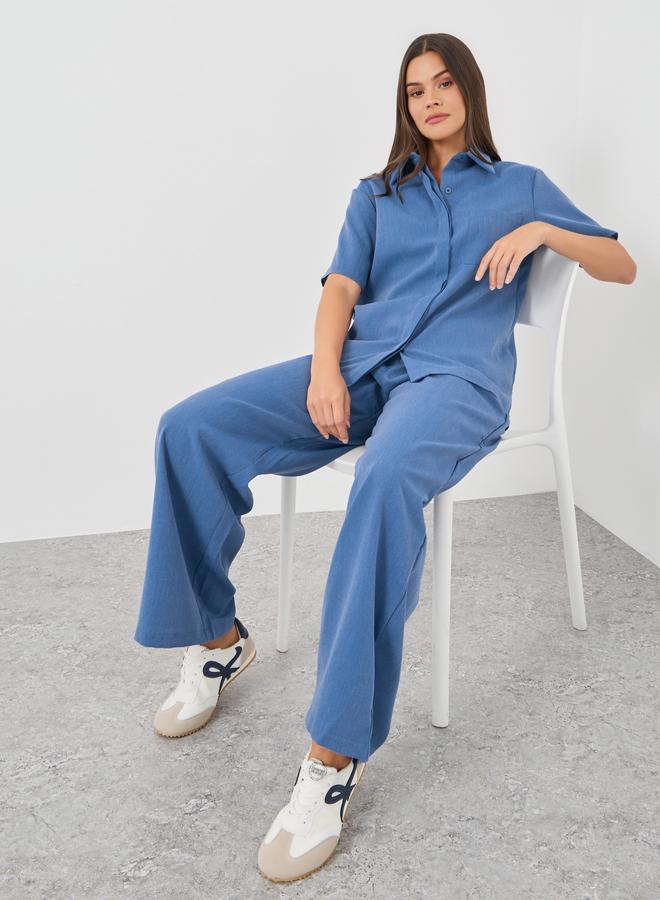 Styli Styli Spread Collar Short Sleeve Shirt and Pants Co-Ords  - Image 1