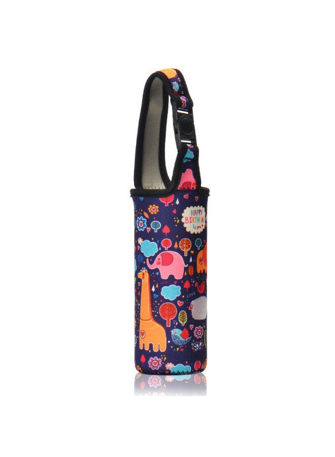 Thickened Cartoon Printed Water Cup Cover Elastic Protective Cover Diving Cloth Logo Printed Cloth-Color:cartoon Blue Straight Big-Capacity:300-600ml - Image 1