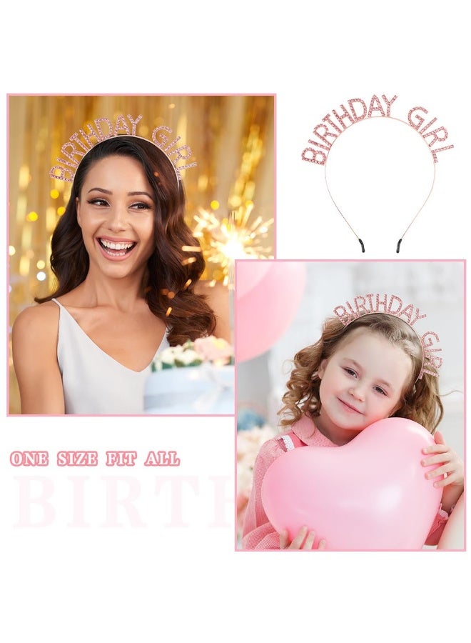 JoyousSto Pink Birthday Girl Crown Tiara and Glitter Sash Set for Women Princess Queen Sweet Happy Birthday Headband Dress Hat Party Favors Supplies Decorations Accessories for Girl Gift for Her Girls - Image 4