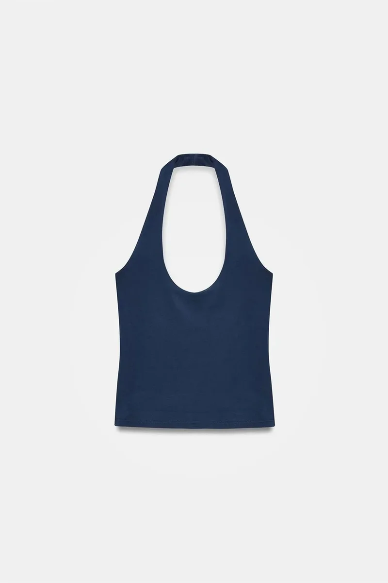 DILVIN Halterneck Cut-Out Slim Fit Blouse