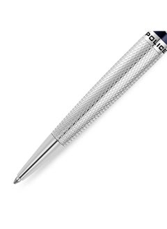 POLICE Gridget Pen Stainless Steel Clip Textured Lower Body Iconic P Logo Blue Finish  - Image 3