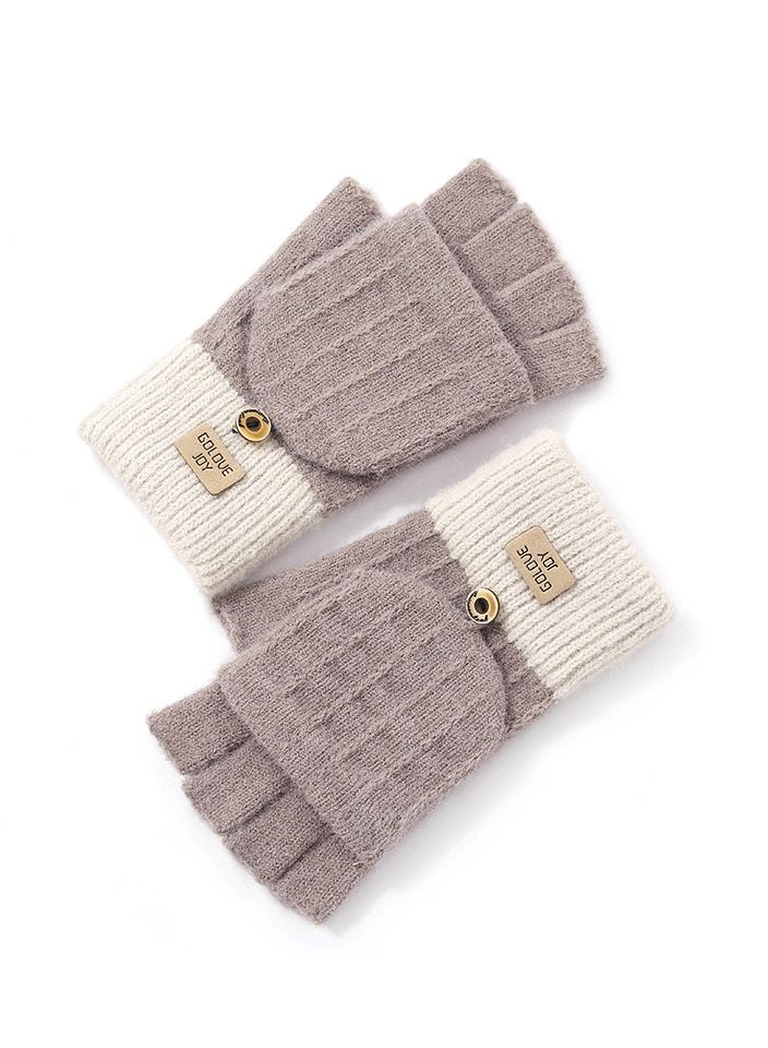 Golovejoy Women's Autumn And Winter Warm Outdoor Windproof Plush Korean Cute Cold Proof Gloves 