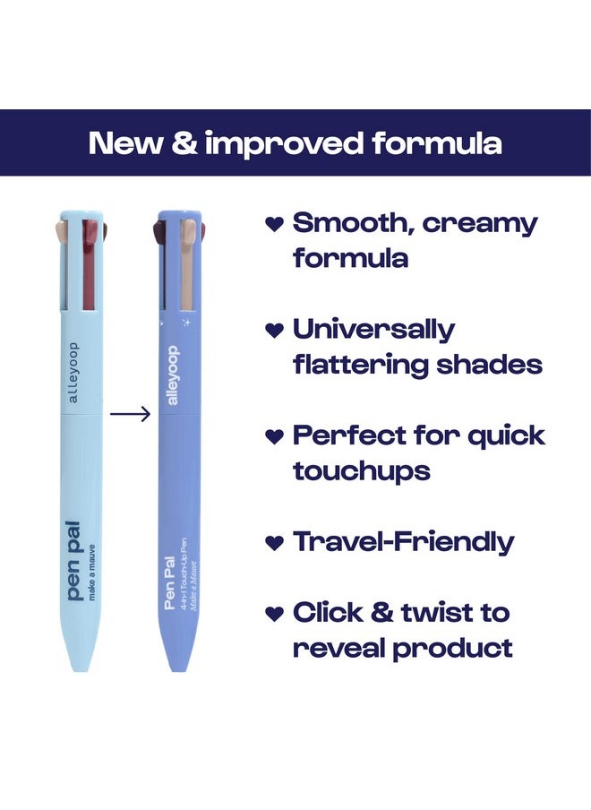 ALLEYOOP - Pen Pal Touch-Up 4-In-1 Makeup Pen, Make A Mauve (Light - Medium) - Travel Make Up Set With Eyeliner, Brow Pencil, Highlighter & Lip Liner - High-Pigment Formula, Easy & Smooth Application - Image 1