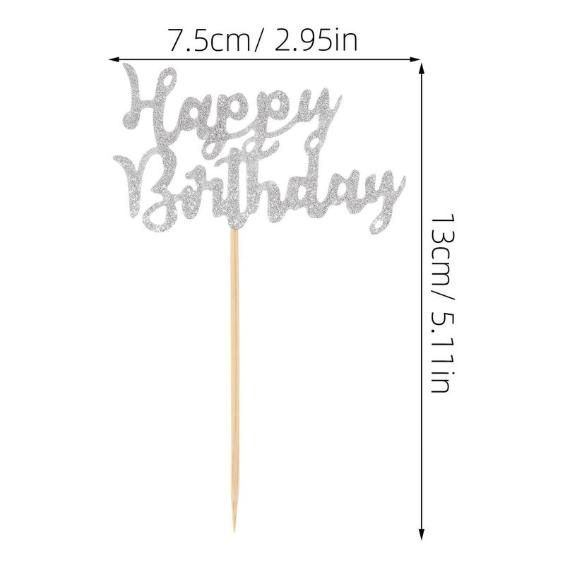 Gold Black Silver Glitter Cake Toppers And Cupcake Picks 36pcs Birthday Party Decorations - Image 3