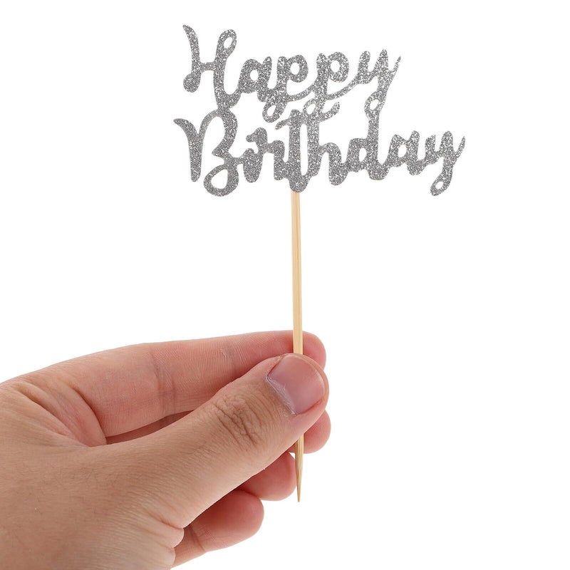 Gold Black Silver Glitter Cake Toppers And Cupcake Picks 36pcs Birthday Party Decorations - Image 5
