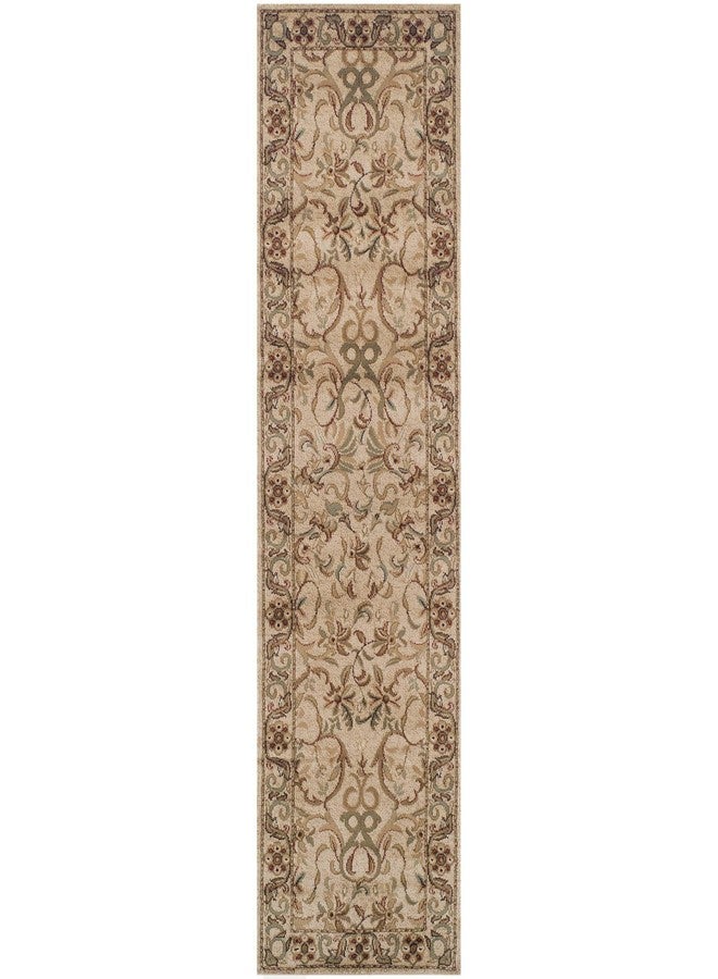 Superior Indoor Runner Rug, Plush Carpet Cover, High-Traffic Rug, Apartment Rugs, Bedroom, Living Room, Office, Hallway, Kitchen, Floral Scroll Floor Decor, Heritage Collection, 2' x 11', Ivory - Image 2