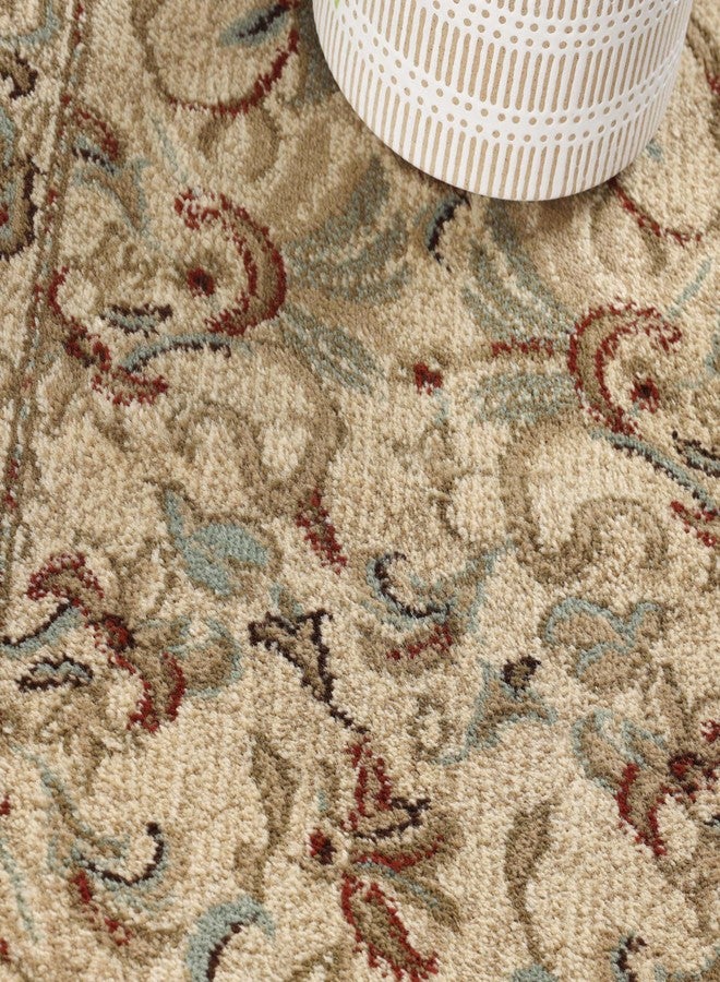 Superior Indoor Runner Rug, Plush Carpet Cover, High-Traffic Rug, Apartment Rugs, Bedroom, Living Room, Office, Hallway, Kitchen, Floral Scroll Floor Decor, Heritage Collection, 2' x 11', Ivory - Image 4