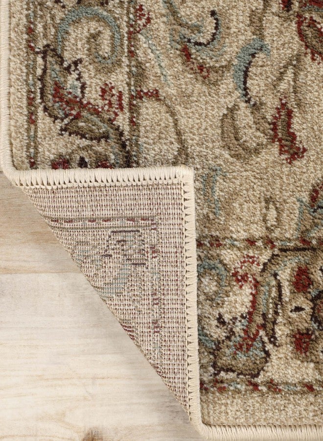 Superior Indoor Runner Rug, Plush Carpet Cover, High-Traffic Rug, Apartment Rugs, Bedroom, Living Room, Office, Hallway, Kitchen, Floral Scroll Floor Decor, Heritage Collection, 2' x 11', Ivory - Image 5