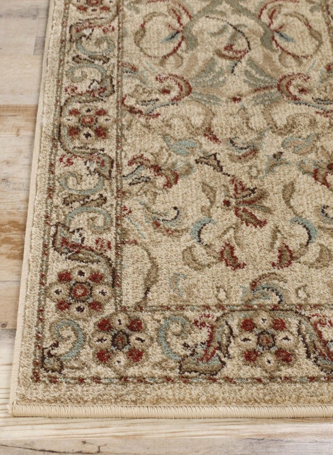 Superior Indoor Runner Rug, Plush Carpet Cover, High-Traffic Rug, Apartment Rugs, Bedroom, Living Room, Office, Hallway, Kitchen, Floral Scroll Floor Decor, Heritage Collection, 2' x 11', Ivory - Image 3