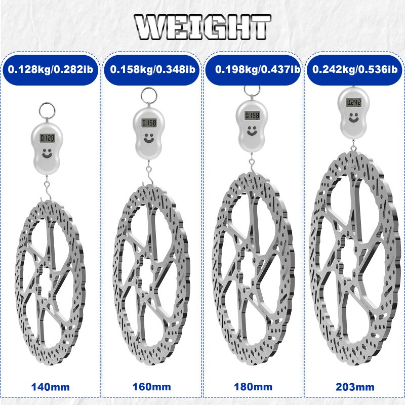BUCKLOS RT58 140mm 160mm 180mm 203mm Bike Disc Brake Rotor with 6 Bolts, MTB Stainless Steel Bicycle Brake Rotor Fit for Mountain Bikes, Road Bikes, BMX (M5 Screws) - Image 5