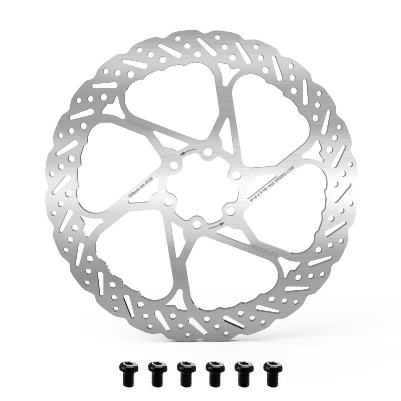 BUCKLOS RT58 140mm 160mm 180mm 203mm Bike Disc Brake Rotor with 6 Bolts, MTB Stainless Steel Bicycle Brake Rotor Fit for Mountain Bikes, Road Bikes, BMX (M5 Screws) - Image 1