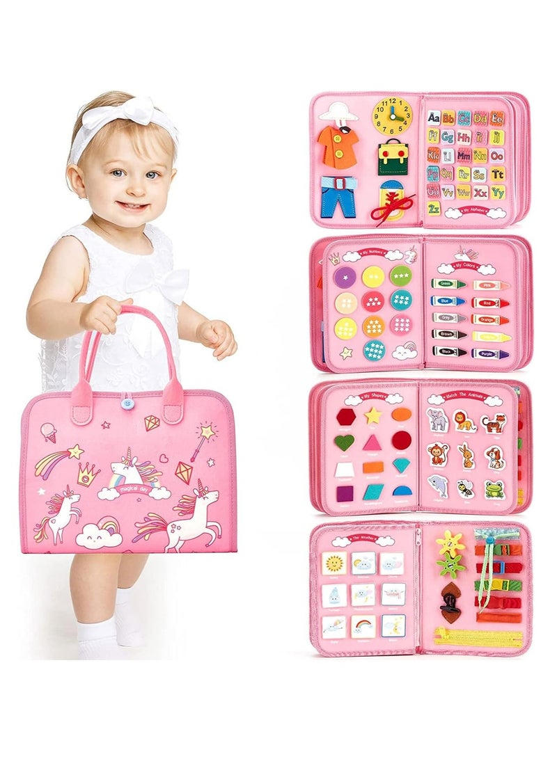 Relex Busy Board for Toddlers Montessori Toy Sensory Activities Board Preschool Educational Toy, Portable Baby Travel Toy Busy Book for Plane Car, Gift for 2-4 Year Boys Girls, Learn Life Skills - Image 1