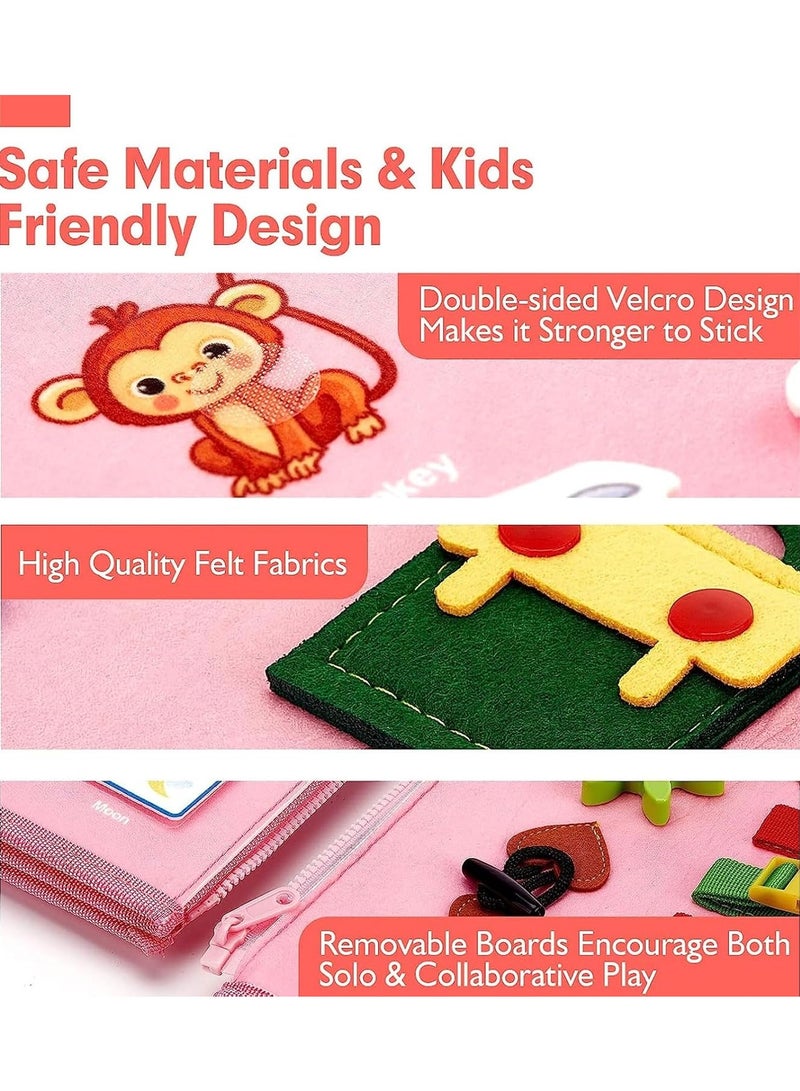 Relex Busy Board for Toddlers Montessori Toy Sensory Activities Board Preschool Educational Toy, Portable Baby Travel Toy Busy Book for Plane Car, Gift for 2-4 Year Boys Girls, Learn Life Skills - Image 5