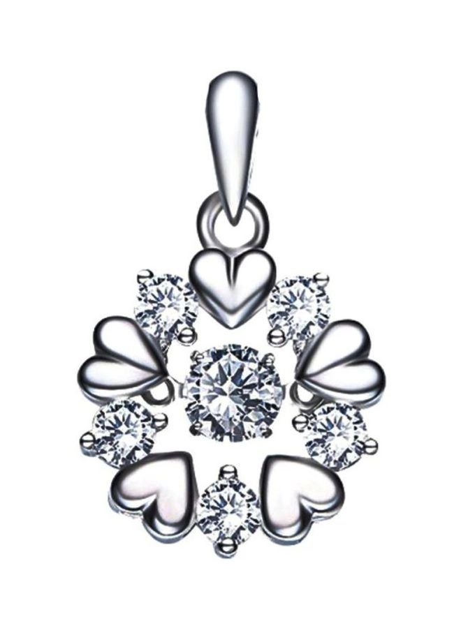 Crystal Studded Heart Snowflake Shaped Pendent Necklace - Image 1