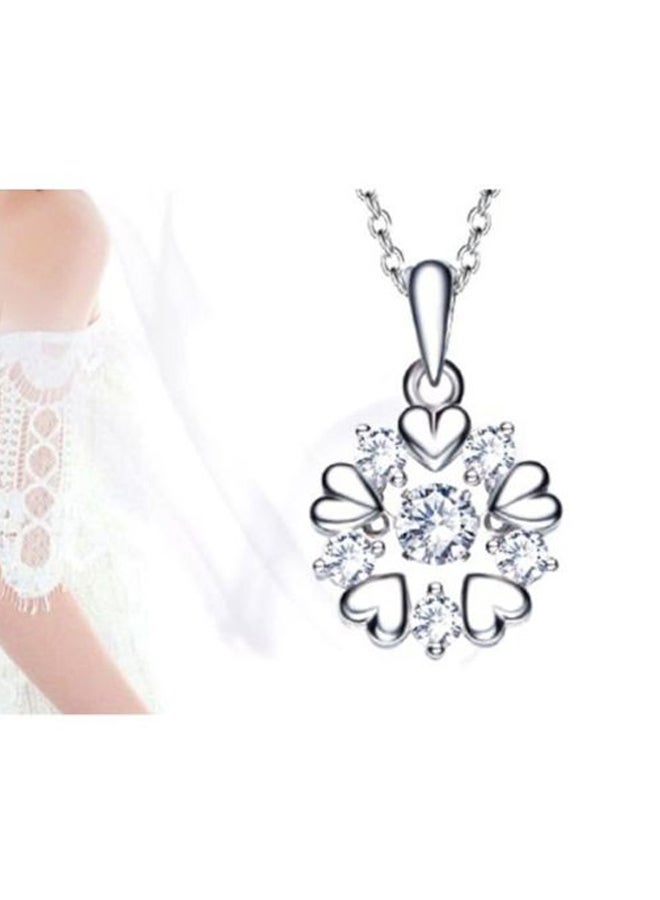 Crystal Studded Heart Snowflake Shaped Pendent Necklace - Image 2