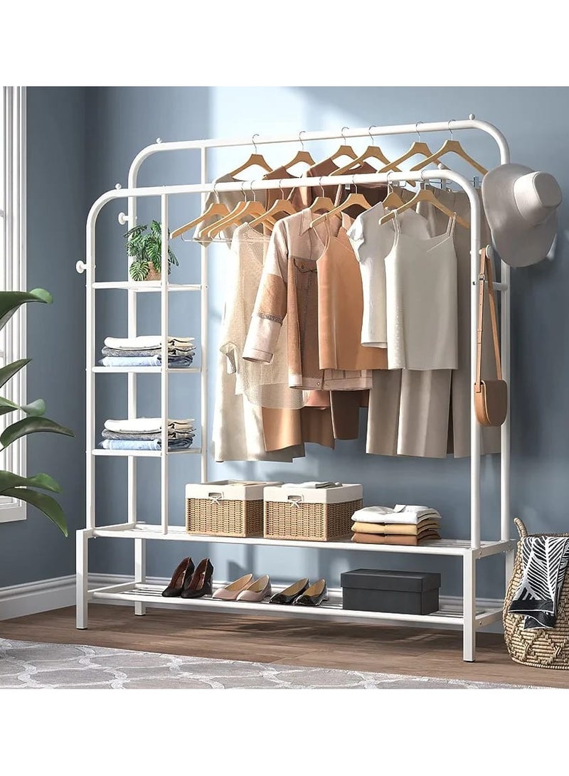 DubaiGallery Clothes Rack,Open Wardrobe Coat Racks,Freestanding Hanger Double Rods,Mobile Coat Rack,Multifunctional Bedroom Clothes Rack,Metal Clothes Rail,for Dressing Room，Bedroom.  - Image 1