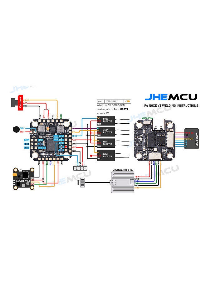 null - JHEMCU F4 NOXE V3 F411 Deluxe Version Flight Controller 5V 10V BEC OSD Baro BlackBox 2-6S 20X20mm for Remote Control FPV Racing Drone - Image 1