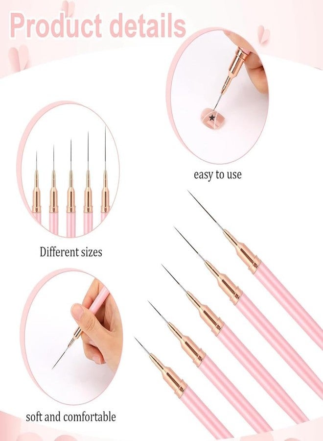 Ruby Face Rubyface 5Pcs Nail Art Liner Brushes,Liner Brush For Nails Gel,Fine Line Nail Art Brush,Nail Art Striping Brushes,Painting Art Design Pen For Long Lines, Thin Details, Fine Drawing (Multicolored, 4/8/12/20/25mm) - Image 3