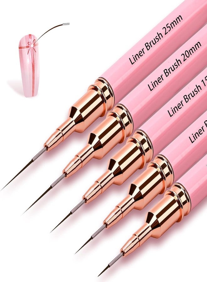Ruby Face Rubyface 5Pcs Nail Art Liner Brushes,Liner Brush For Nails Gel,Fine Line Nail Art Brush,Nail Art Striping Brushes,Painting Art Design Pen For Long Lines, Thin Details, Fine Drawing (Multicolored, 4/8/12/20/25mm) - Image 2