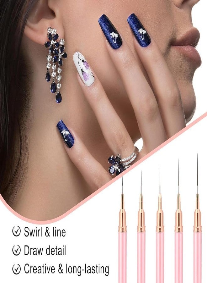 Ruby Face Rubyface 5Pcs Nail Art Liner Brushes,Liner Brush For Nails Gel,Fine Line Nail Art Brush,Nail Art Striping Brushes,Painting Art Design Pen For Long Lines, Thin Details, Fine Drawing (Multicolored, 4/8/12/20/25mm) - Image 5