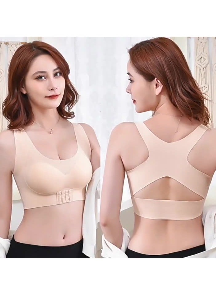 general Silent Beauty Seamless Large-Sized Adjustable Backward-Chest Support Women's Underwear with Front Fasteners to Correct Hunchback - Without Steel Rings - Image 3