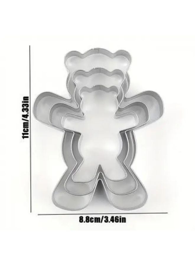 3 قطع من قواطع بسكويت الدب المصنوعة من الفولاذ المقاوم للصدأ بتصميم ذراع طويل للعناق للخبز - Image 3