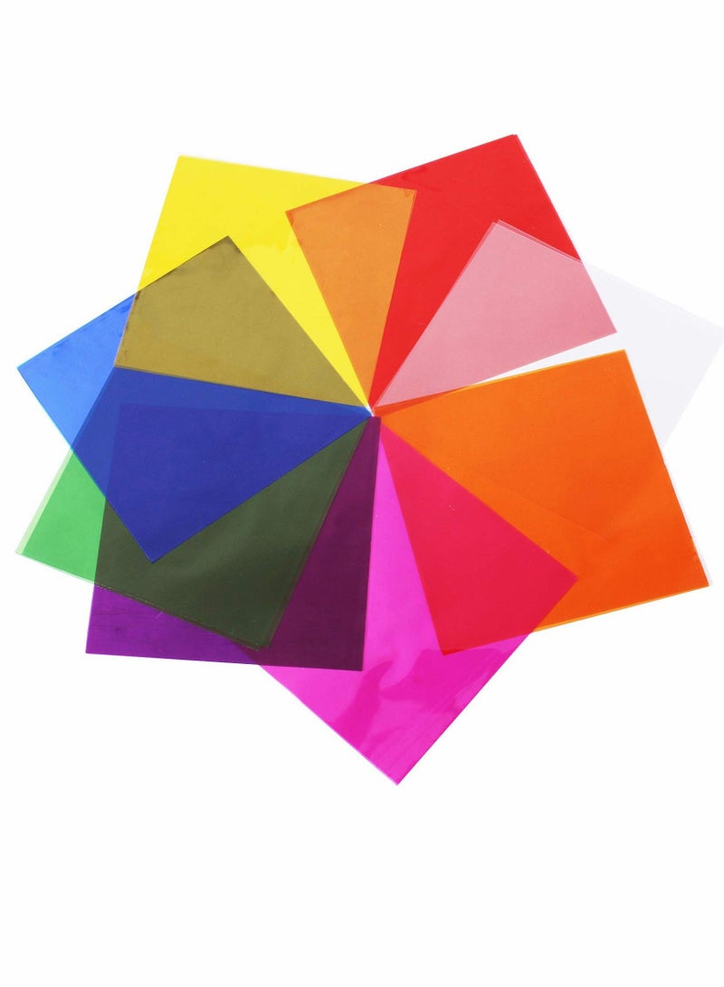 أوراق السيلوفان، لفائف سيلوفان ملونة لتزيين الحرف اليدوية، أوراق سيلوفان لفلتر الضوء الجل، 120 قطعة بحجم 7.5x7.5 بوصة - Image 1