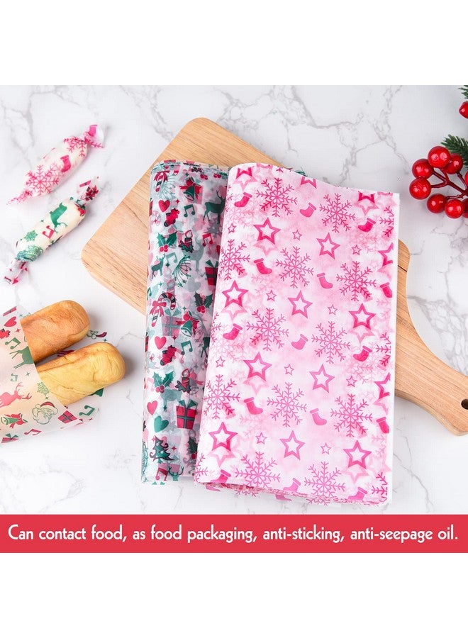 ASTARON 100pcs Christmas Wax Paper Sheets for Food Wrapping, Christmas Tissue Wax Paper for Candy Cookies Sandwich Wrapping Paper Fried Food Basket Liner Greaseproof Paper (Red Green) - Image 3