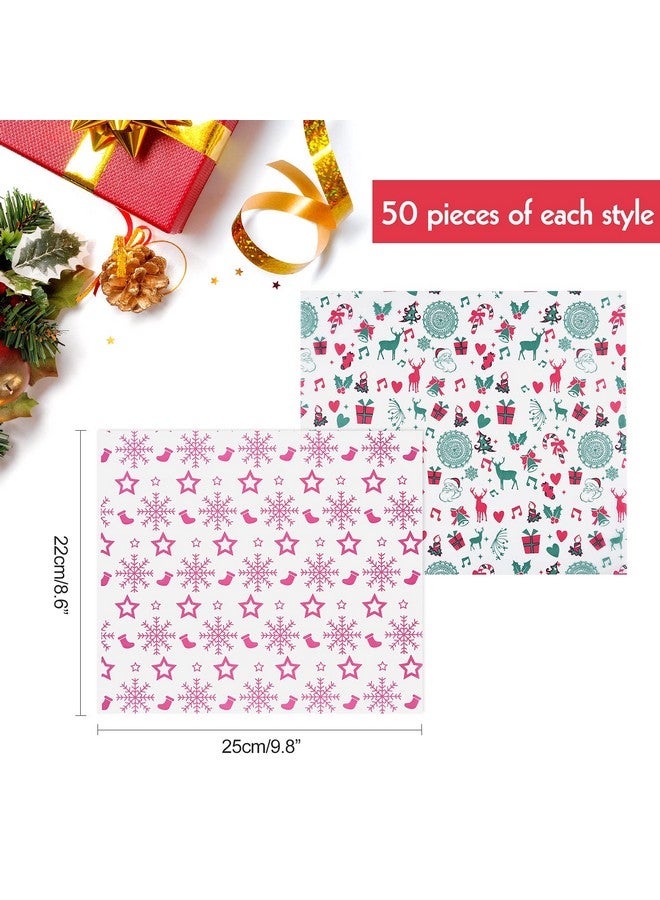 ASTARON 100pcs Christmas Wax Paper Sheets for Food Wrapping, Christmas Tissue Wax Paper for Candy Cookies Sandwich Wrapping Paper Fried Food Basket Liner Greaseproof Paper (Red Green) - Image 2