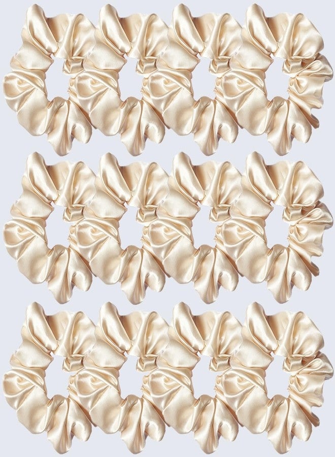 Sufermoe 12 Pcs Satin Silk Hair Scrunchies, Beige (4.5 Inch) Soft Hair Ties, Hair Bands, Hair Ropes, Ponytail Holders, Hair Accessories for Women and Girls - Image 4