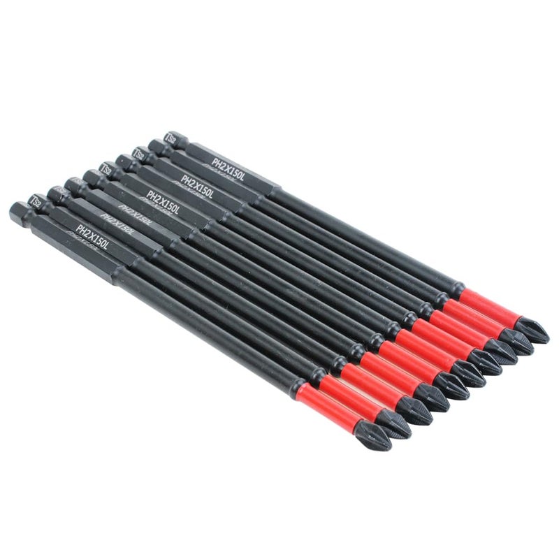 AUTOTOOLHOME 10 Pack Phillips PH2 Magnetic Anti Slip Screwdriver Bit Set 6 inch Length TS2 Anti-Slip Long Drill Bits Impact Driver Bits - Image 5