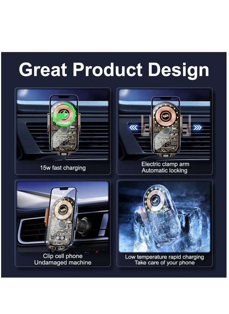Captaintech Wireless Car Phone Mount with Qi 15W Fast Charger, Auto Clamp Air Vent Holder for 4.7 to 7.2 Inch Devices  - Image 4