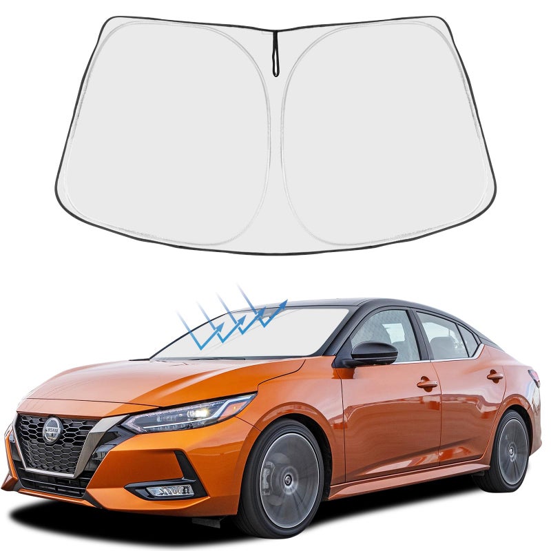 Proadsy Windshield Sun Shade for Nissan Sentra 2025 2024 2023 2022 2021 2020 Custom Fit S SV SR Sedan Accessories Foldable Sunshde Protector Blocks UV Rays Keep Car Cooler