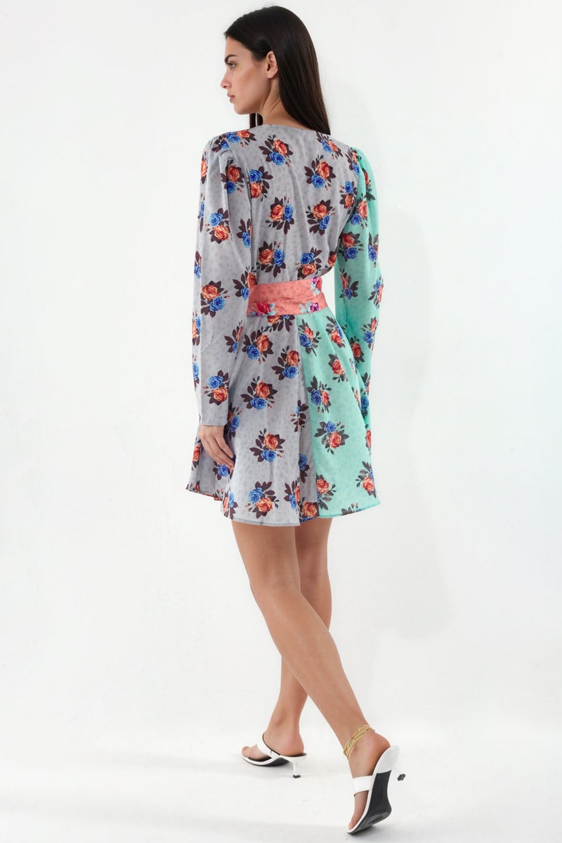 Jennyfer Floral Chiffon Wrap Mini Dress - Image 3