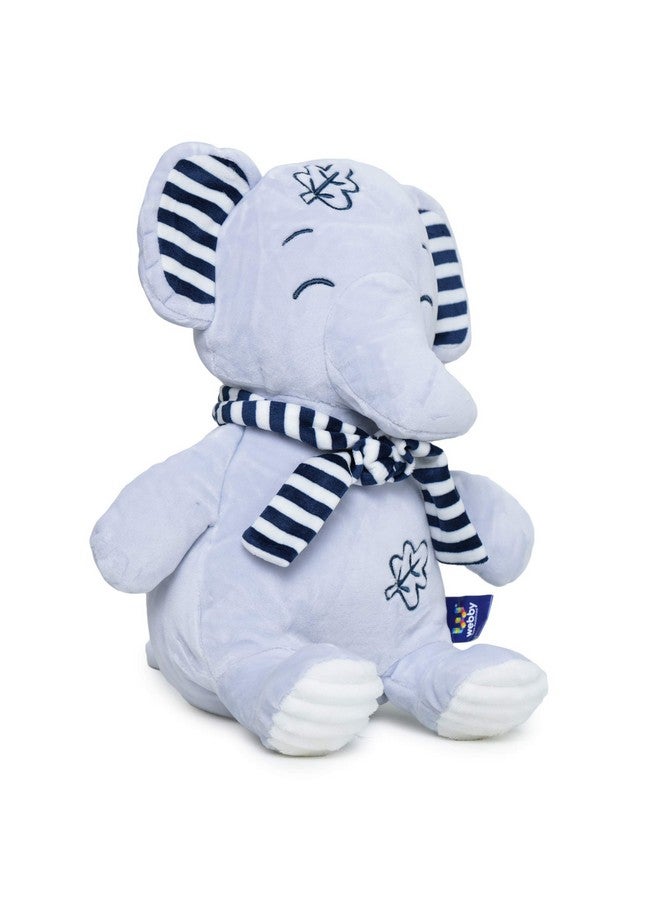 Webby Soft Seated Animal Plush Elephant Toy, Blue 28cm - Image 2