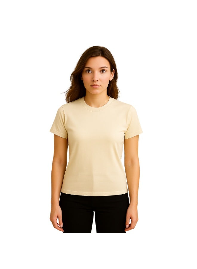 PRINTSHOP4ME Adult Round Neck Combed Women's T Shirt 190 GSM Pure Cotton Basic Colors - Image 1
