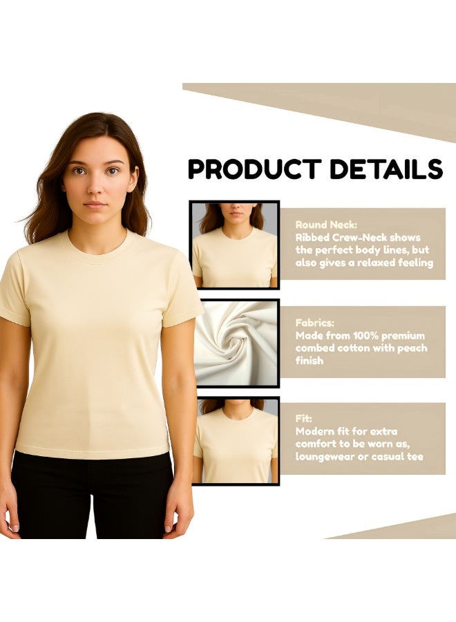 PRINTSHOP4ME Adult Round Neck Combed Women's T Shirt 190 GSM Pure Cotton Basic Colors - Image 3