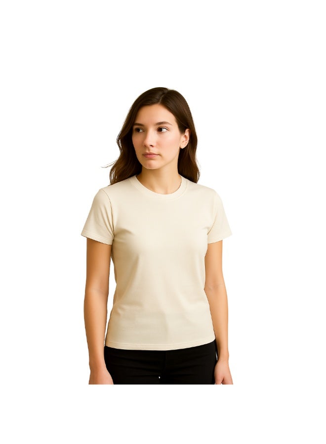 PRINTSHOP4ME Adult Round Neck Combed Women's T Shirt 190 GSM Pure Cotton Basic Colors - Image 2