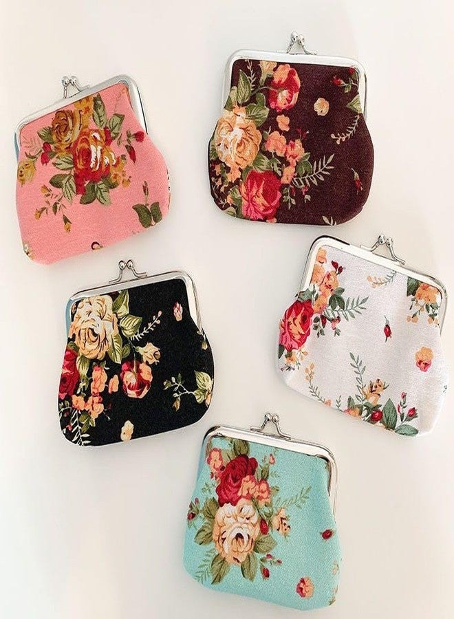 YSSZAM Clearance ! Cute Black Floral Buckle Coin Purses Vintage Pouch Kiss-lock Change Purse Wallets (9cmX7cm) - Image 4