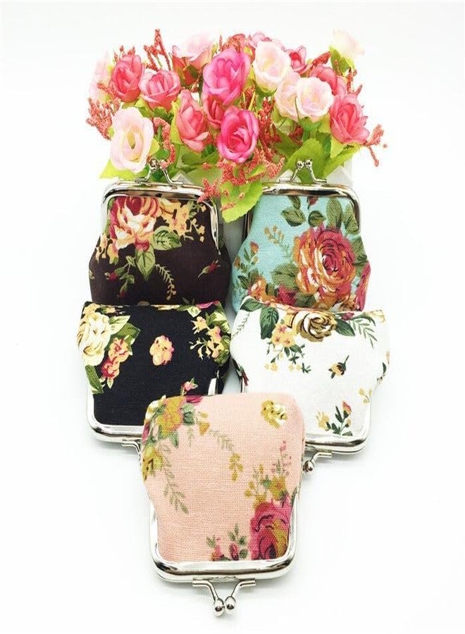 YSSZAM Clearance ! Cute Black Floral Buckle Coin Purses Vintage Pouch Kiss-lock Change Purse Wallets (9cmX7cm) - Image 5
