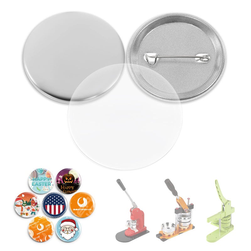 BEAMNOVA 100 Sets of Metal Button Supplies Blanks 44mm  173 in Approx 134 inch for Button Pin Maker Machine MatteBack Metallic Round DIY Badge Press Making Parts