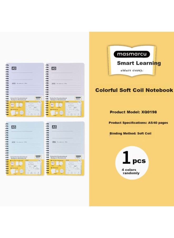 Masmarcu M&g A5 Notebook, High-quality Simple Soft Spiral Binding Subject Notebook, Student Error Correction Journal, Study Supplies, Smart Learning 1 Book 40 Sheets Random Xq0198 - Image 1