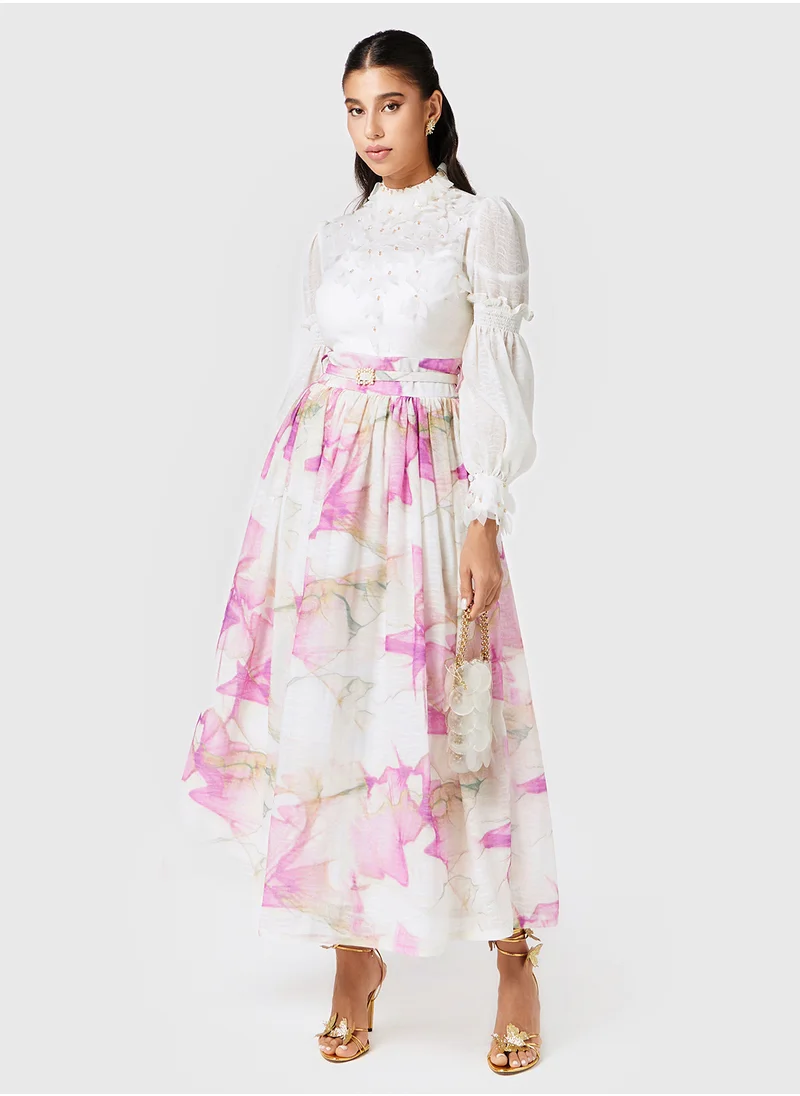 ثريدز باي اجوني Applique Detailed Printed Skirt Dress