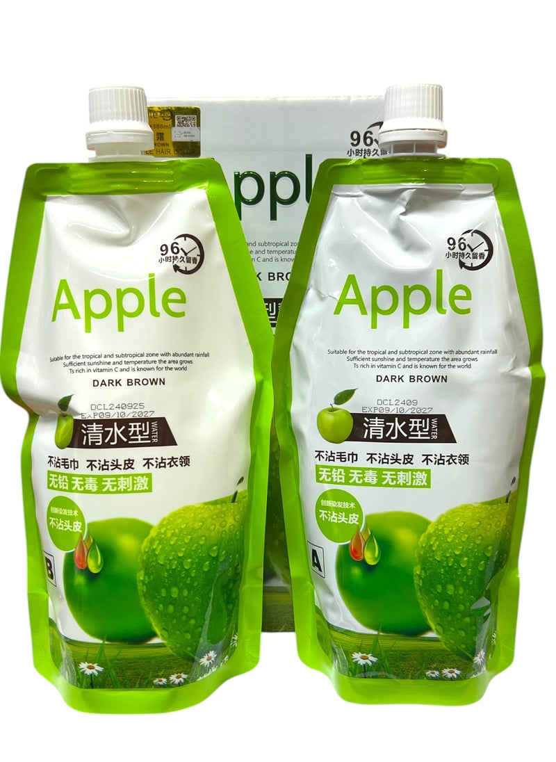 Apple Blossom Naturals Apple Natural Hair Color Cream Ammonia Free Dark Brown 1000ml  - Image 3