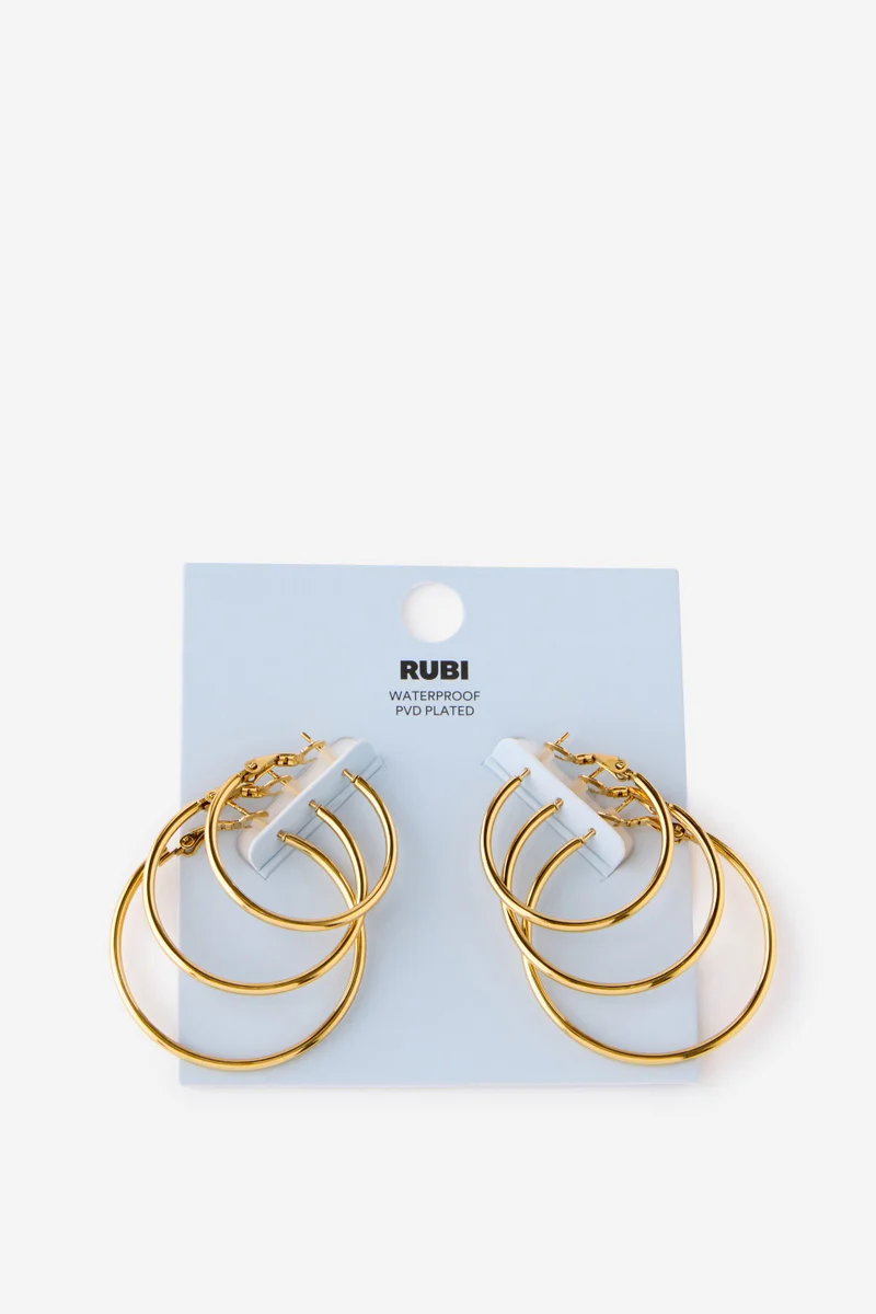 Rubi  Waterproof 3Pk Mid Earring for Women | Best Price UAE